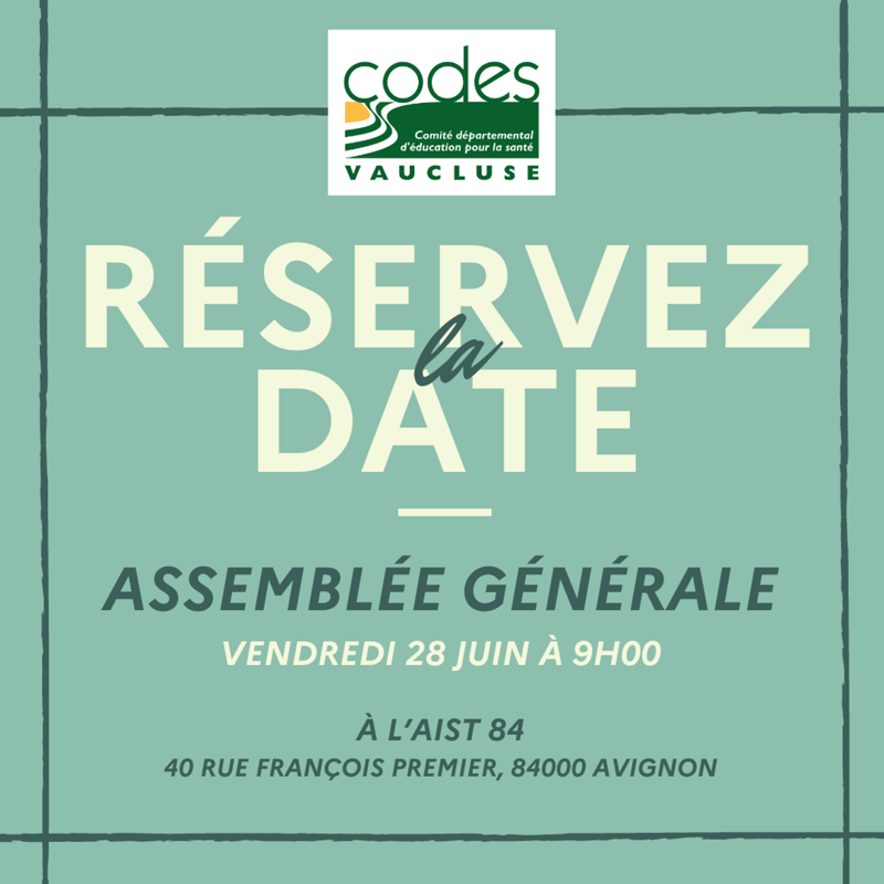Assemblée générale 2024 du CoDES. Réservez la date !