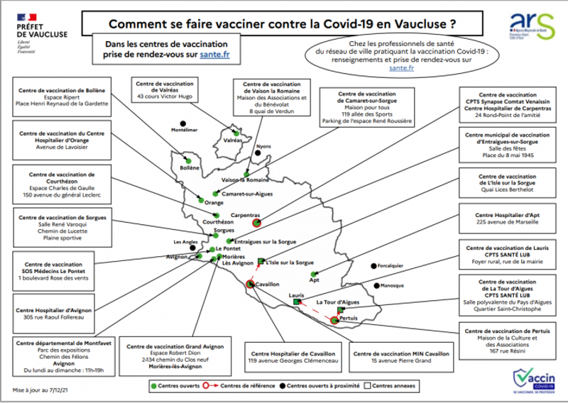 Carte vaccination Covid Vaucluse décembre 2021