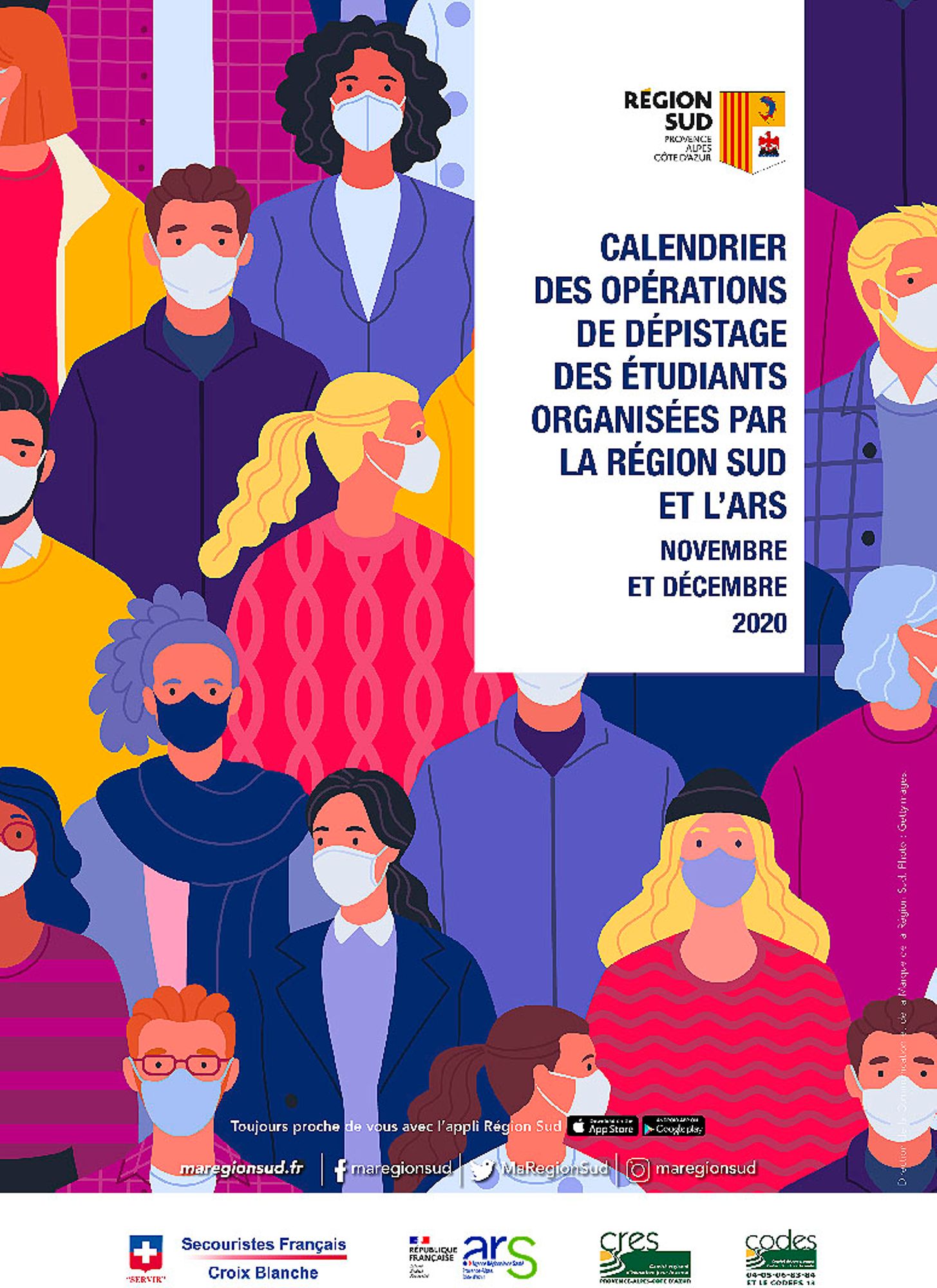 Calendrier dépistage Covid étudiants novembr 2020