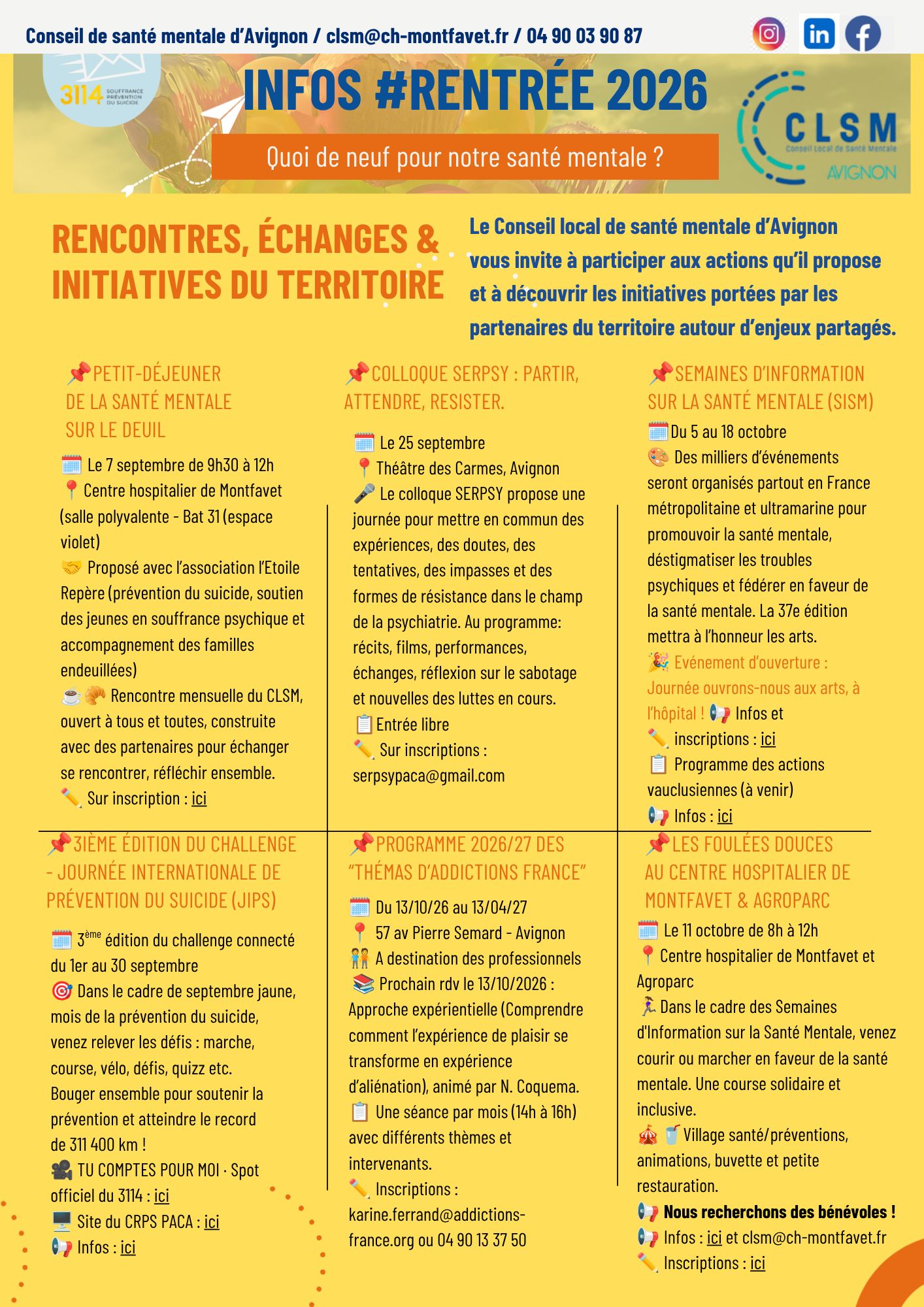 Conseil local de santé mentale - Les infos de la rentrée 2026