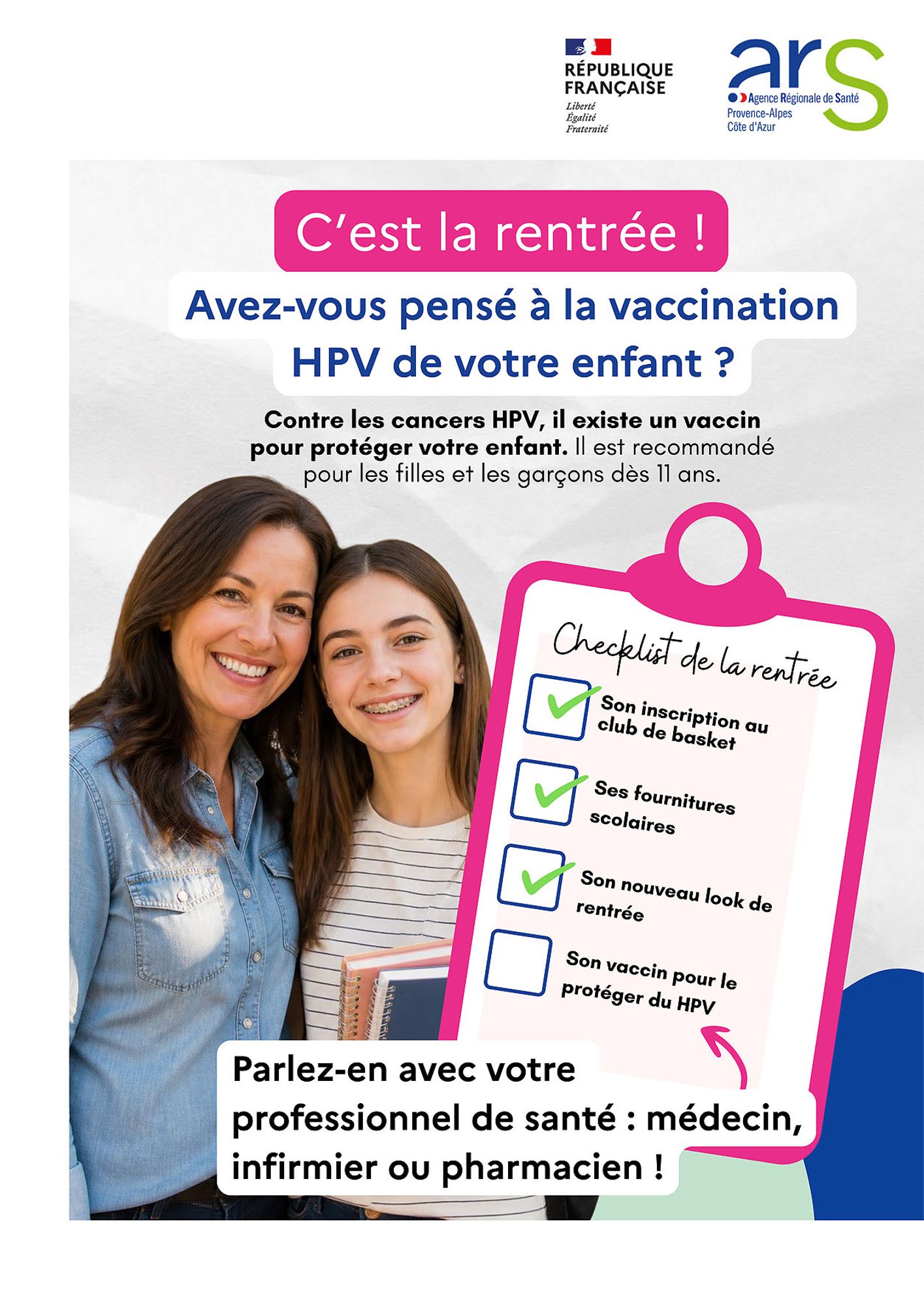 Du 7 au 13 septembre, mobilisons-nous autour de la vaccination contre les cancers HPV !